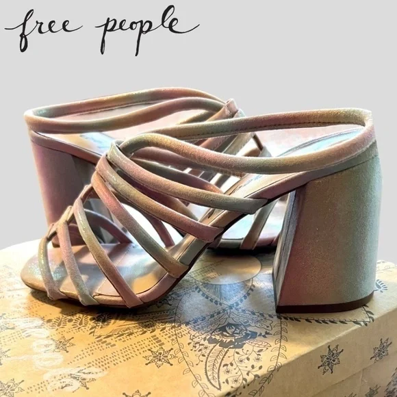 FREE PEOPLE Colette Cinched Ankle Block-Heel Strappy LEATHER Sandal/9.5M NWT - Picture 13 of 16